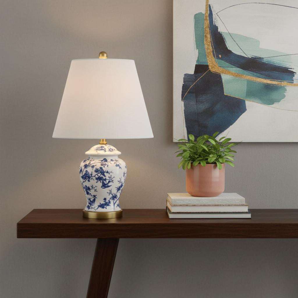 22" Gold Urn Table Lamp LED With Empire Shade