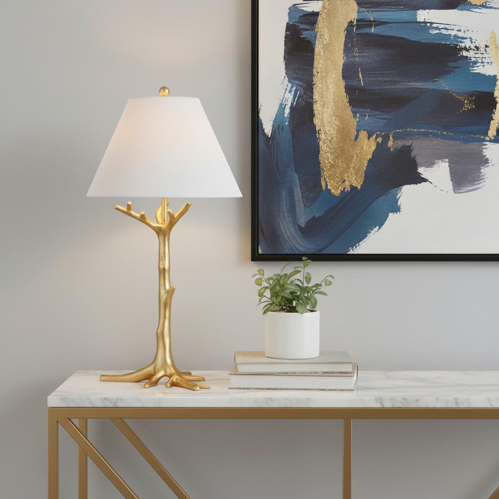 34" Gold Novelty Table Lamp LED With Empire Shade