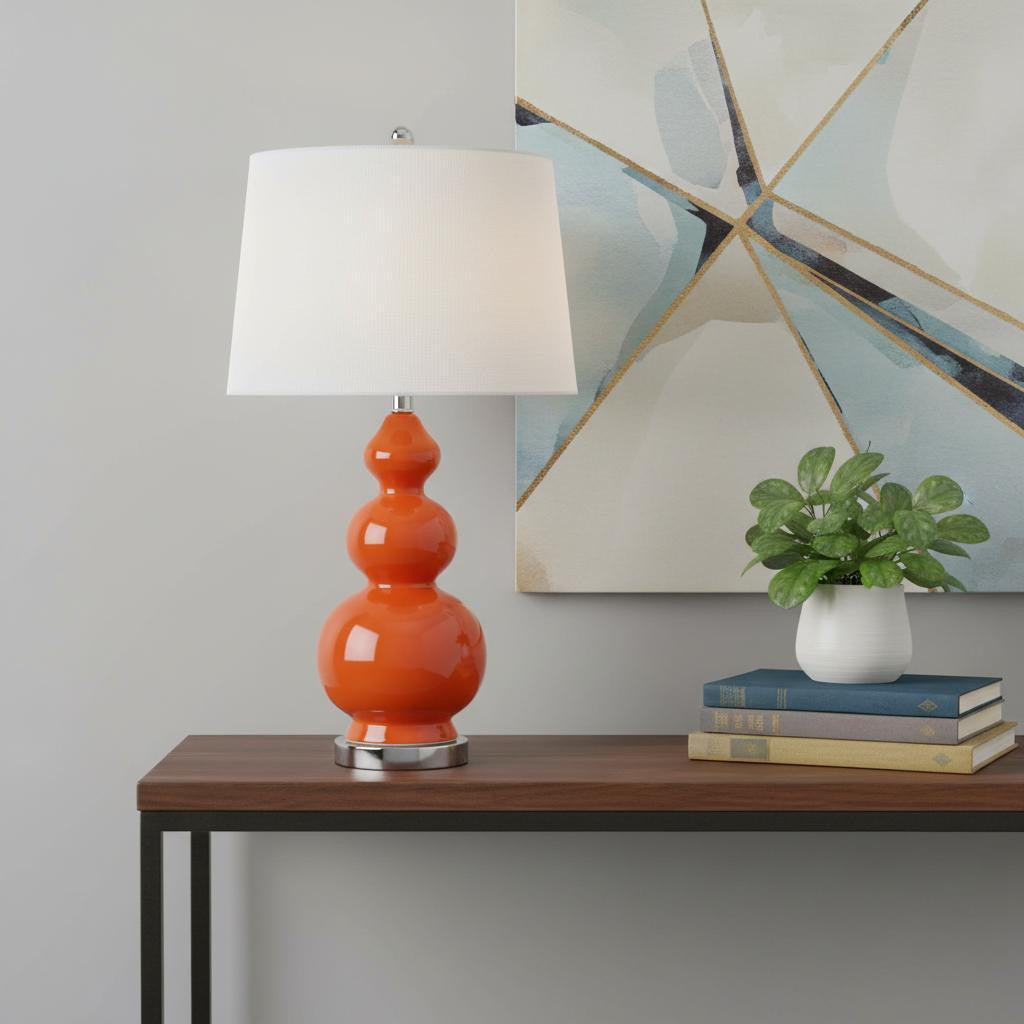 28" Silver Novelty Table Lamp LED With Drum Shade