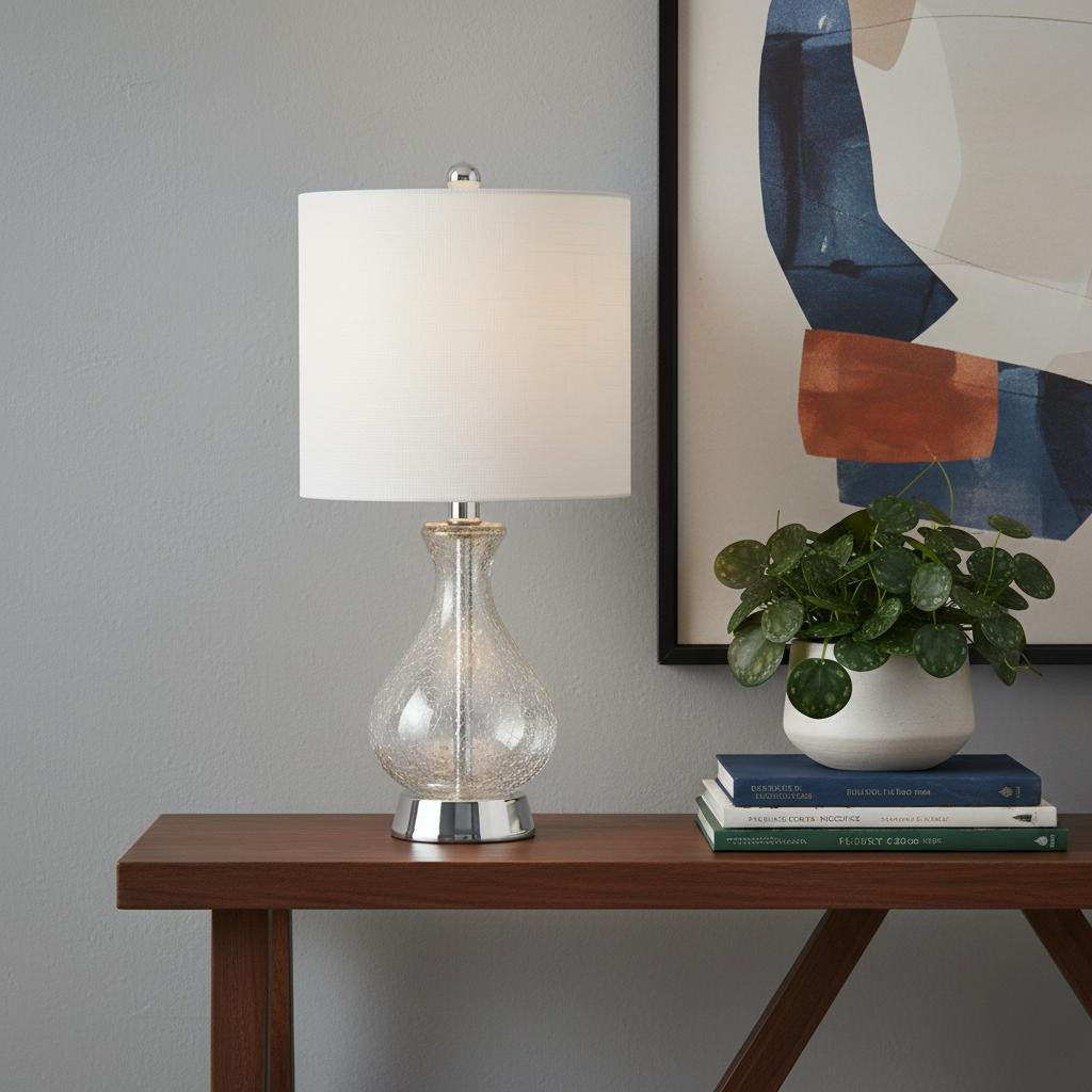 21" Silver Novelty Table Lamp LED With Globe Shade