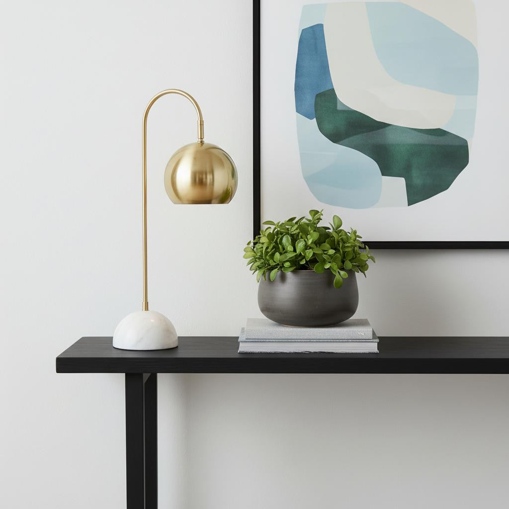 24" White Novelty Table Lamp LED With Globe Shade