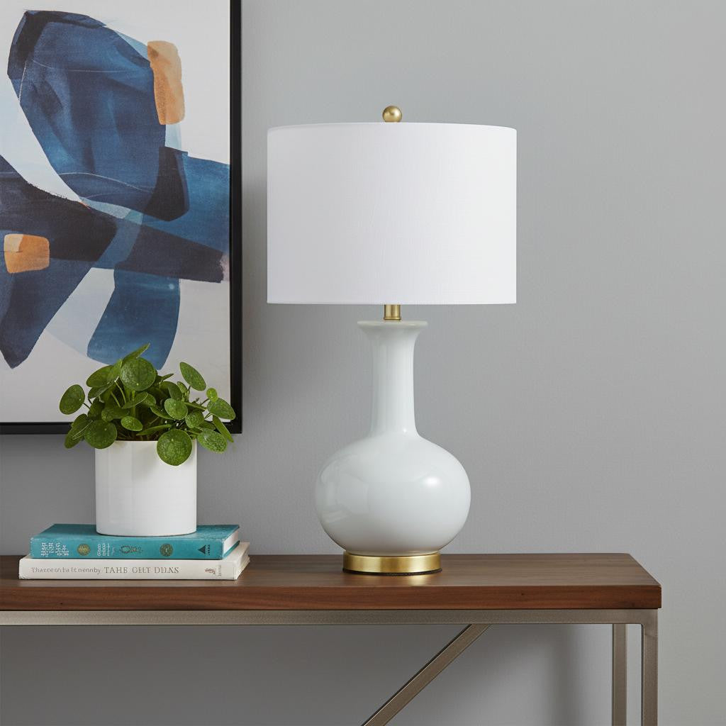 27" Gold Novelty Table Lamp LED With Globe Shade