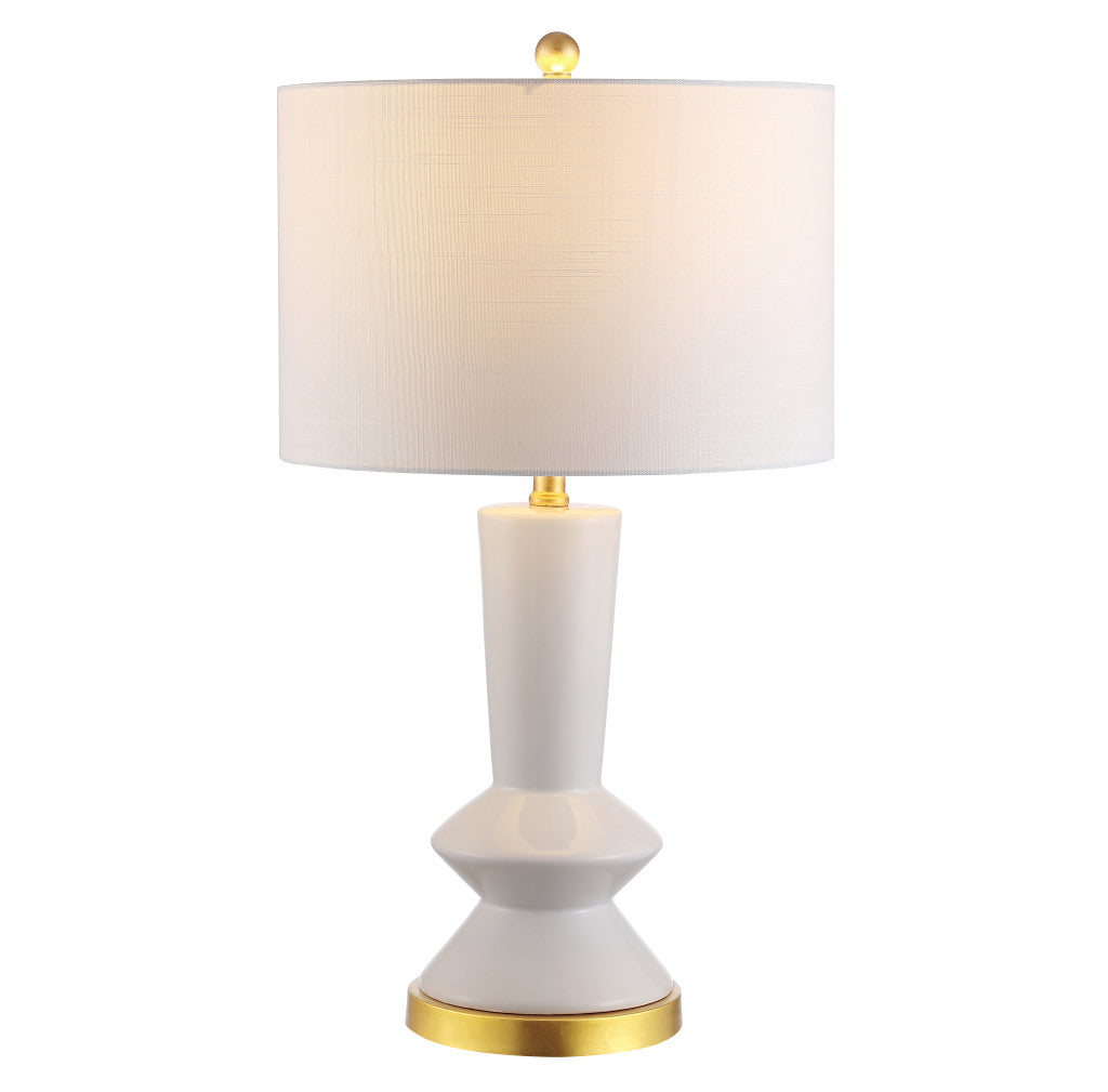 27" Gold Geometric Table Lamp LED With Drum Shade