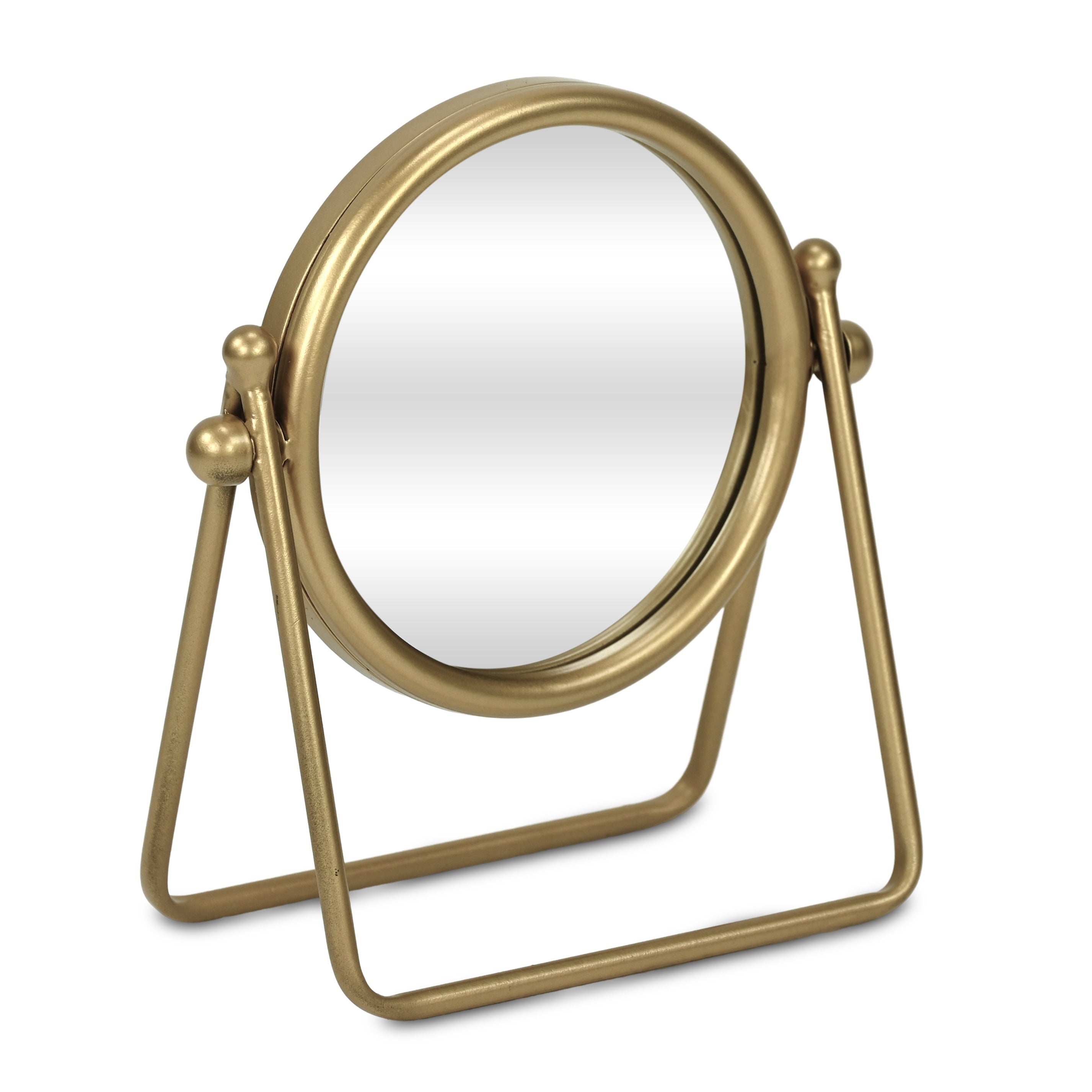 10" Gold Metal Round Freestanding Framed Accent Mirror
