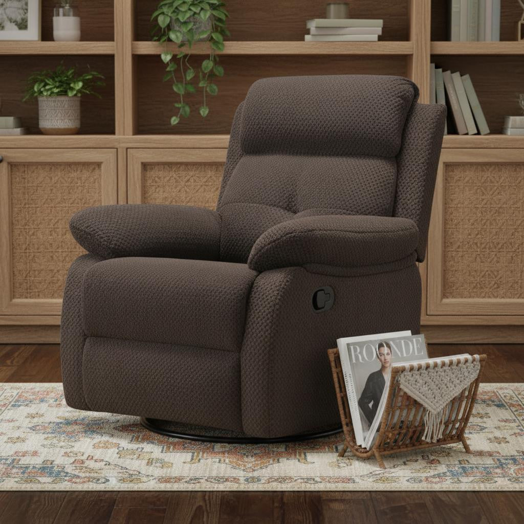 37" Brown Faux Leather Manual Recliner