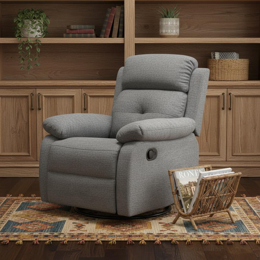 37" Gray Faux Leather Manual Recliner