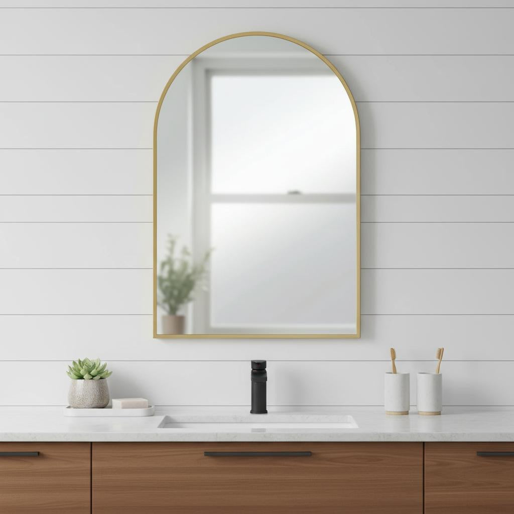 26" Gold Metal Round Framed Bathroom Vanity Mirror